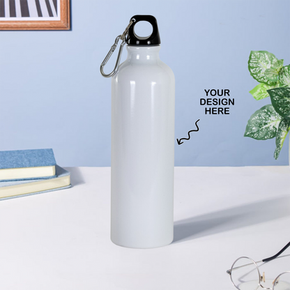 Personalized White Aluminium Water Bottle Multicolor UV or Sublimation Printed - 750ml - For Return Gift, Corporate Gifting, Office or Personal Use, Event Freebies, Promotions TGMGC-18