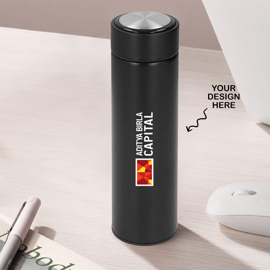 Personalized Black Non-Temperature Insulated Steel Water Bottle - 500ml - For Corporate Gifting, Return Gift, Event Freebies and Promotions TGMGC-84
