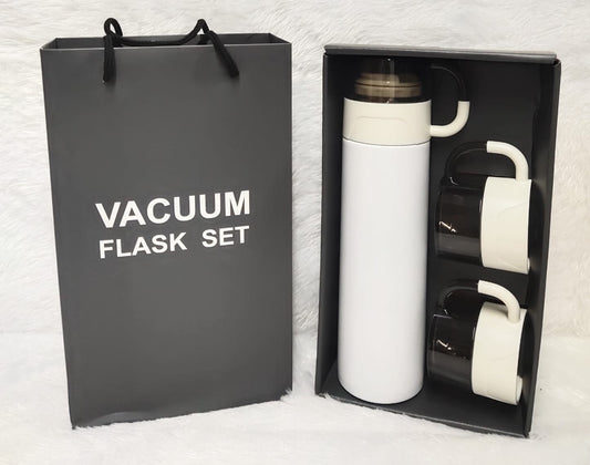 Steel Insulated Vacuum Flask Set with 3 Steel Cups Combo - Assorted Mix Colors - For Return Gift, Corporate Gifting, Office or Personal Use TGMGC-465