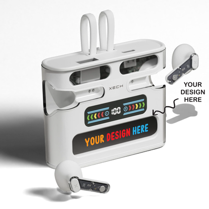 Personalized Transparent TWS Earpods with 2000mah Powerbank & In-built Dual USB Cables - For Corporate Gifting, Event Gifting, Freebies, Promotions, Return Gift XT8 - The Gifting Marketplace