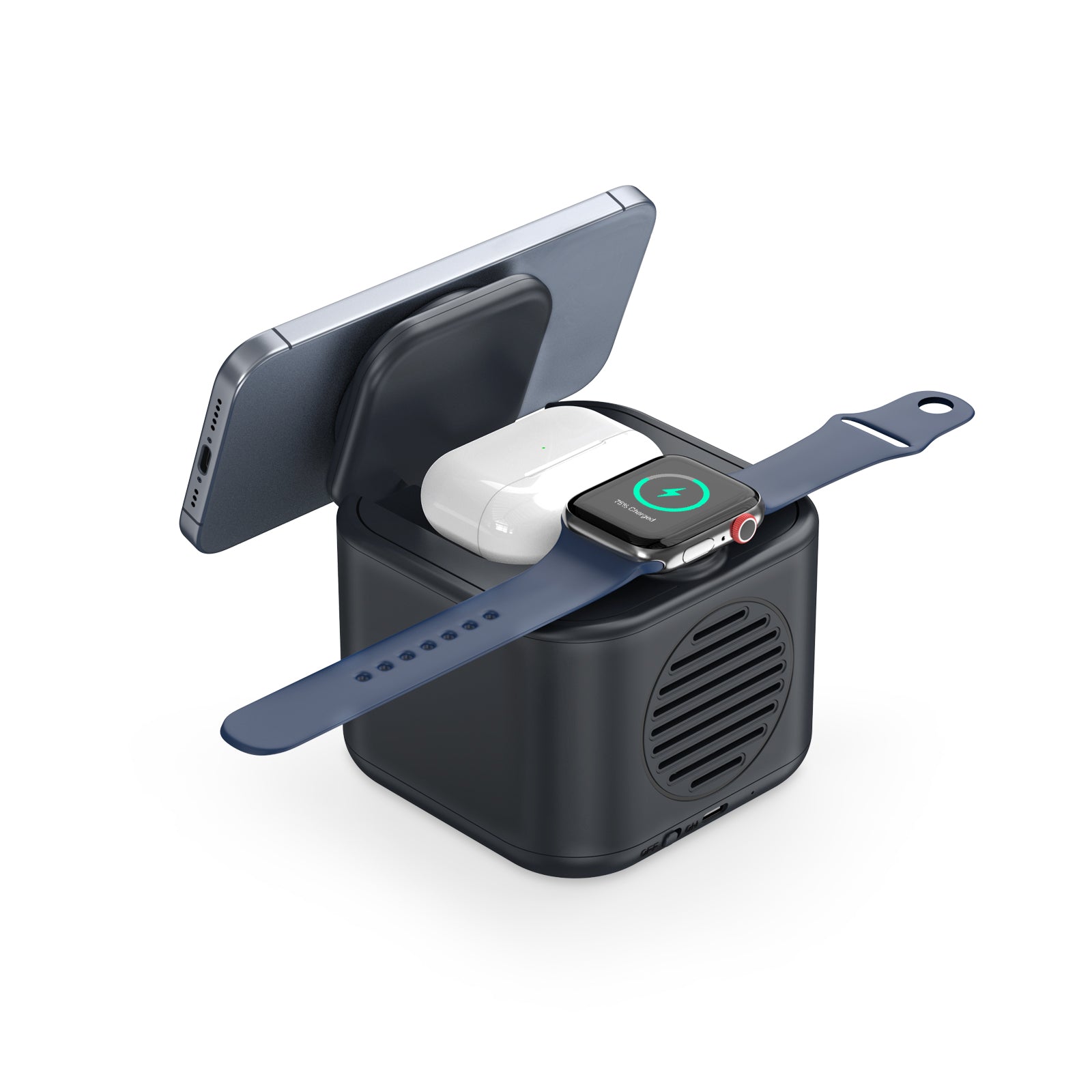 Personalized Logo Glow Multipurpose Bluetooth Speaker cum 3 in 1 Wireless Charger - For Corporate Gifting, Event Gifting, Freebies, Return Gift, Promotions - HK10286 - The Gifting Marketplace