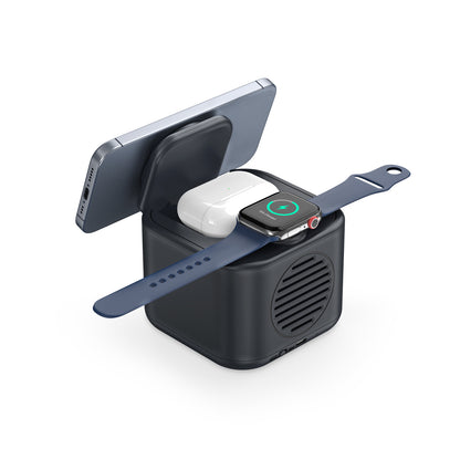 Personalized Logo Glow Multipurpose Bluetooth Speaker cum 3 in 1 Wireless Charger - For Corporate Gifting, Event Gifting, Freebies, Return Gift, Promotions - HK10286 - The Gifting Marketplace