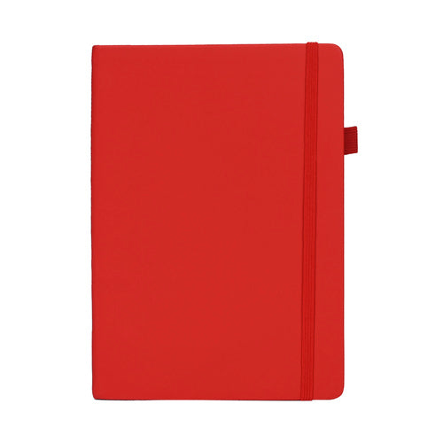 Personalized red custom logo A5 notebook with elastic closure for unique branding