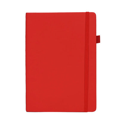 Personalized red custom logo A5 notebook with elastic closure for unique branding