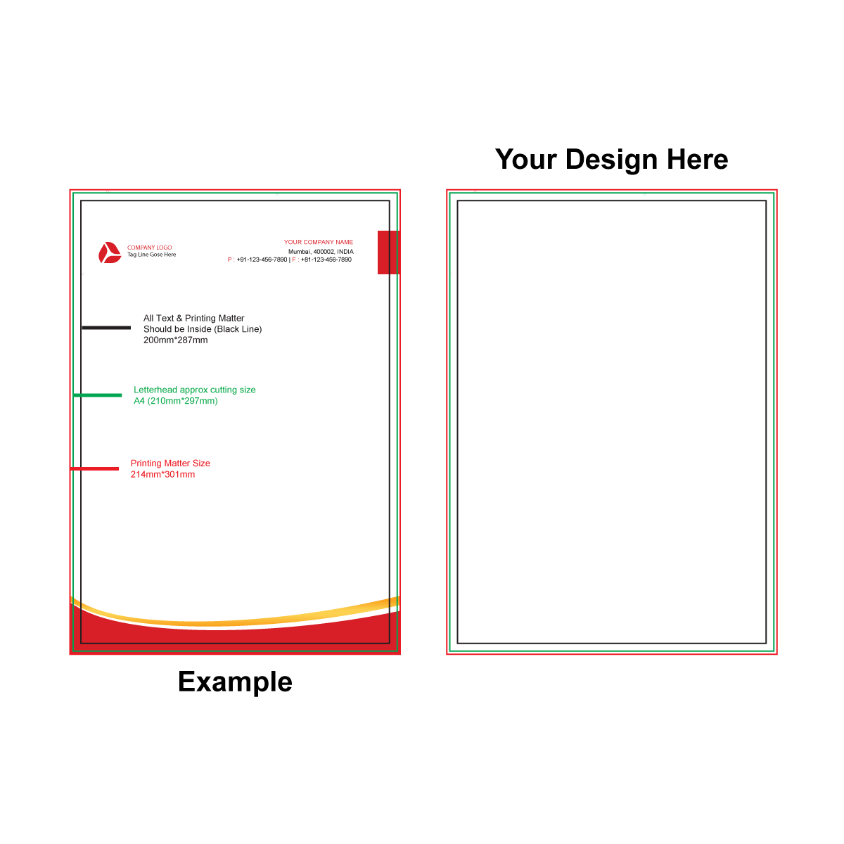 Customized Business Cards with Example Design and Instructions for Customized 100 GSM Letterhead