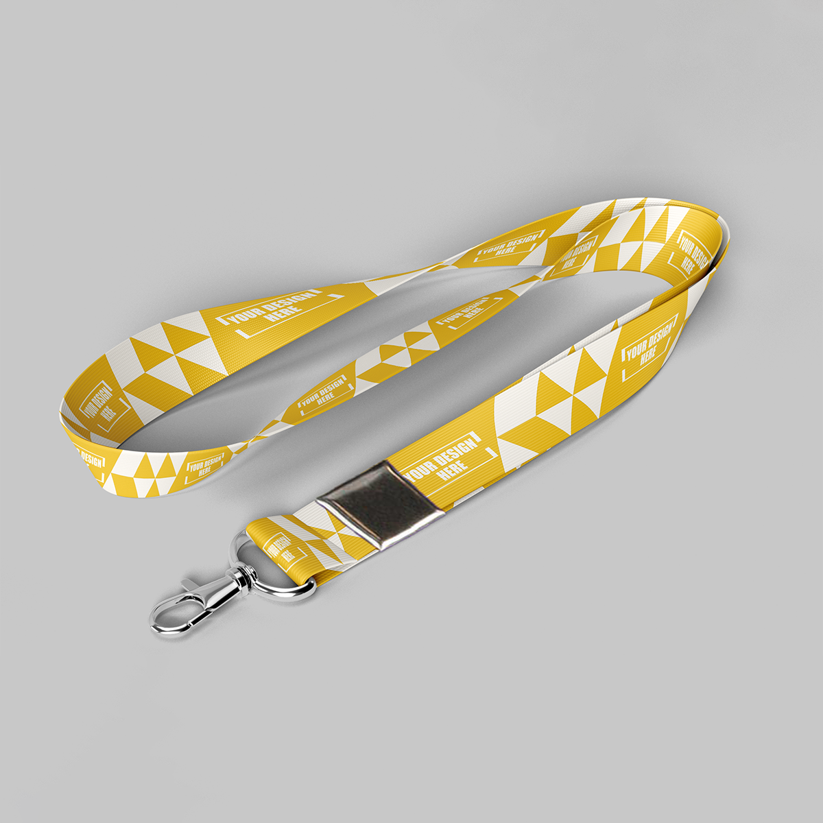 Bright yellow Customized 20mm Lanyard featuring a geometric pattern perfect for events and promotions