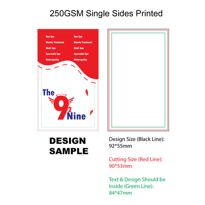 Customized 250 GSM Vertical Business Card Design Sample with Red and White Theme