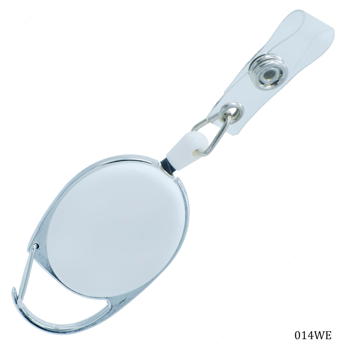 Customized White YoYo Clip with retractable cord and durable metal clasp for easy access