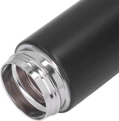 Personalized black non temperature steel water bottle with a sleek design and durable finish