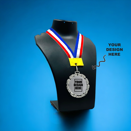 Personalized Medal on display with custom design space, perfect for awards and celebrations