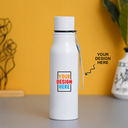 Personalized stainless steel white water bottle with custom design option for unique gifting