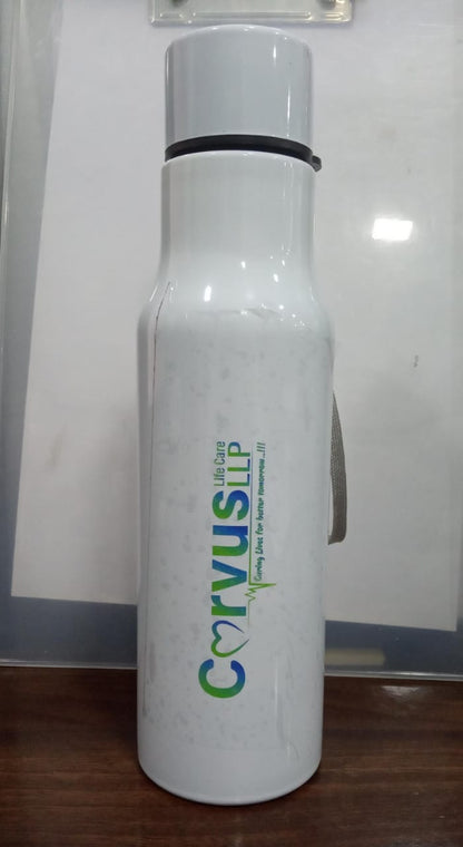 Personalized stainless steel white water bottle with modern design for daily hydration