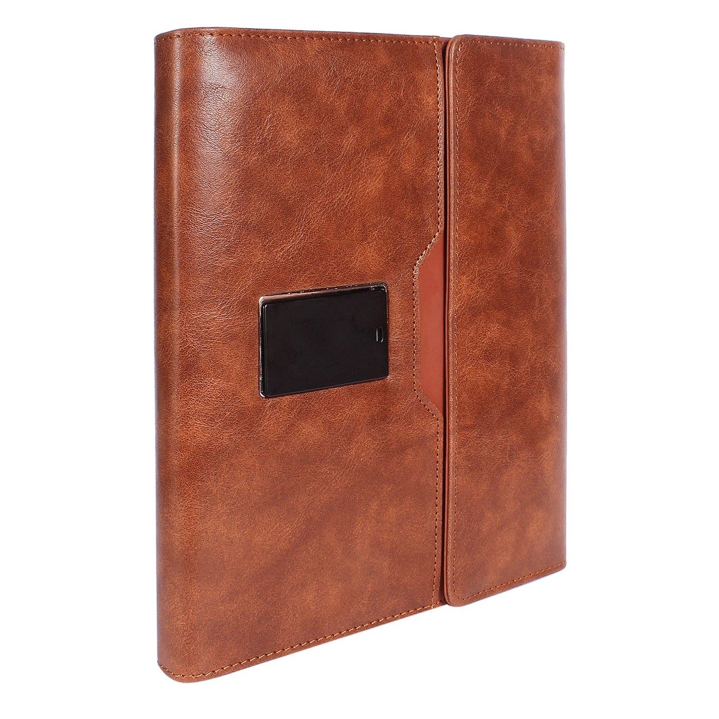 Engraved 2 in 1 Brown Leather Finished 8000mAh Power Bank Diary With Pen Logo Glow Combo Gift Set - For Employee Joining Kit, Client, Dealer Gifting, Corporate Gifting or Return Gift HK10246