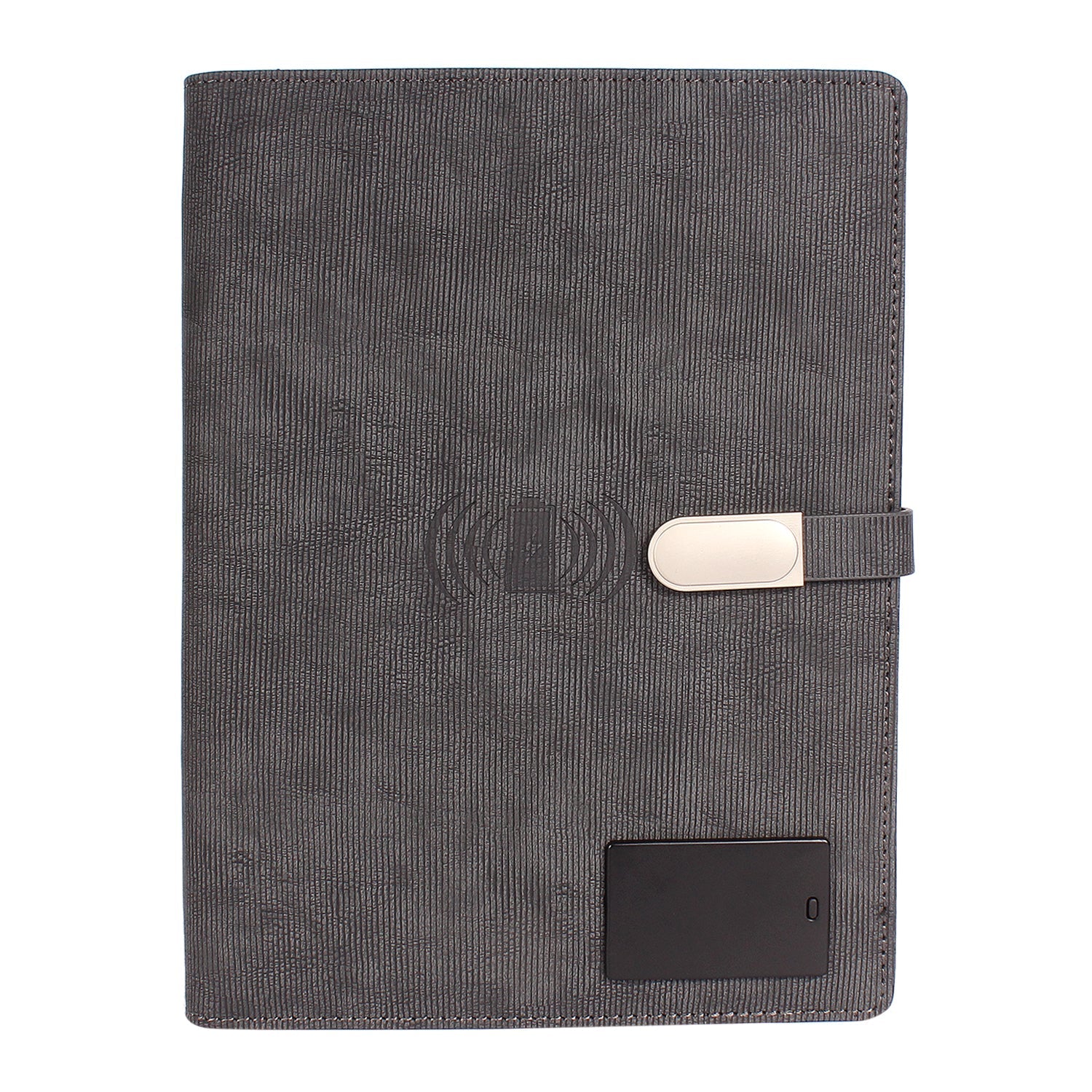 Personalized Engraved Jute Fusion Grey 8000mAh Power Bank Diary With Pen Logo Glow Combo Gift Set - For Employee Joining Kit, Client, Dealer Gifting, Corporate Gifting or Return Gift HK10245