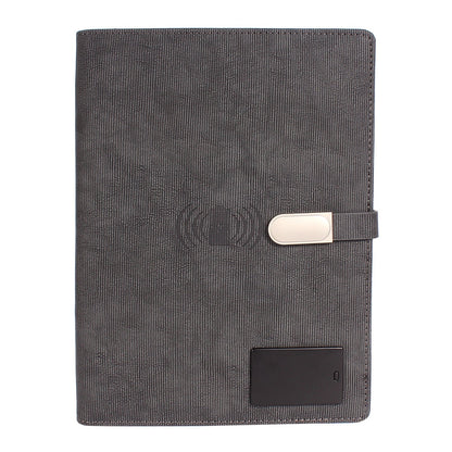Personalized Engraved Jute Fusion Grey 8000mAh Power Bank Diary With Pen Logo Glow Combo Gift Set - For Employee Joining Kit, Client, Dealer Gifting, Corporate Gifting or Return Gift HK10245