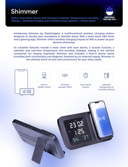 Personalized Logo Glow Wireless Charger with Clock - For Corporate Gifting, Event Gifting, Freebies, Return Gift, Promotions - HK10288