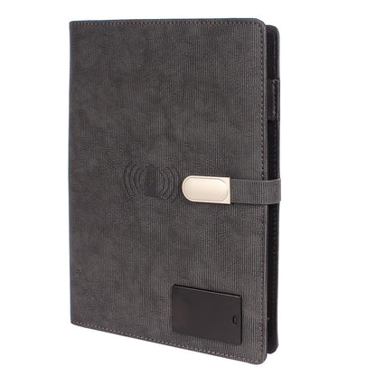 Personalized Engraved Jute Fusion Grey 8000mAh Power Bank Diary With Pen Logo Glow Combo Gift Set - For Employee Joining Kit, Client, Dealer Gifting, Corporate Gifting or Return Gift HK10245