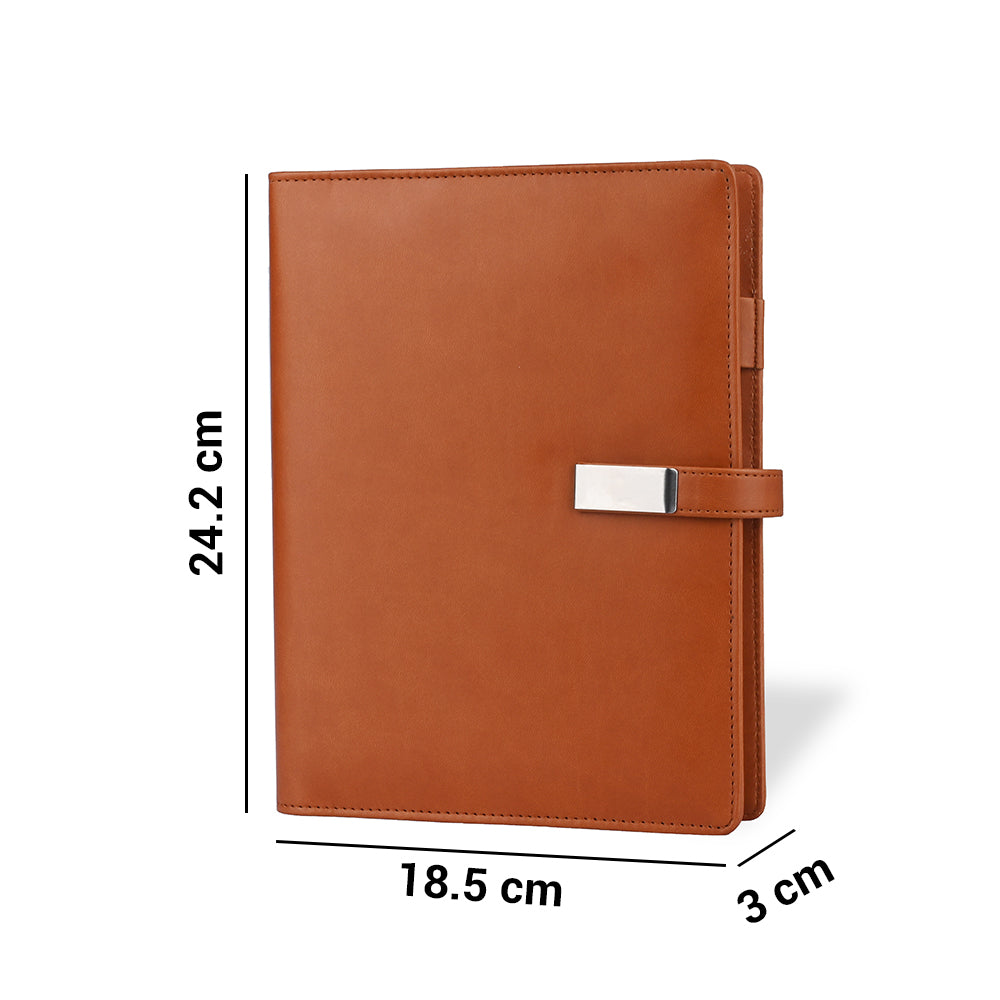 Personalized Tan Power bank Notebook Diary - For Office Use, Personal Use, Return Gift, or Corporate Gifting -  HKDPB