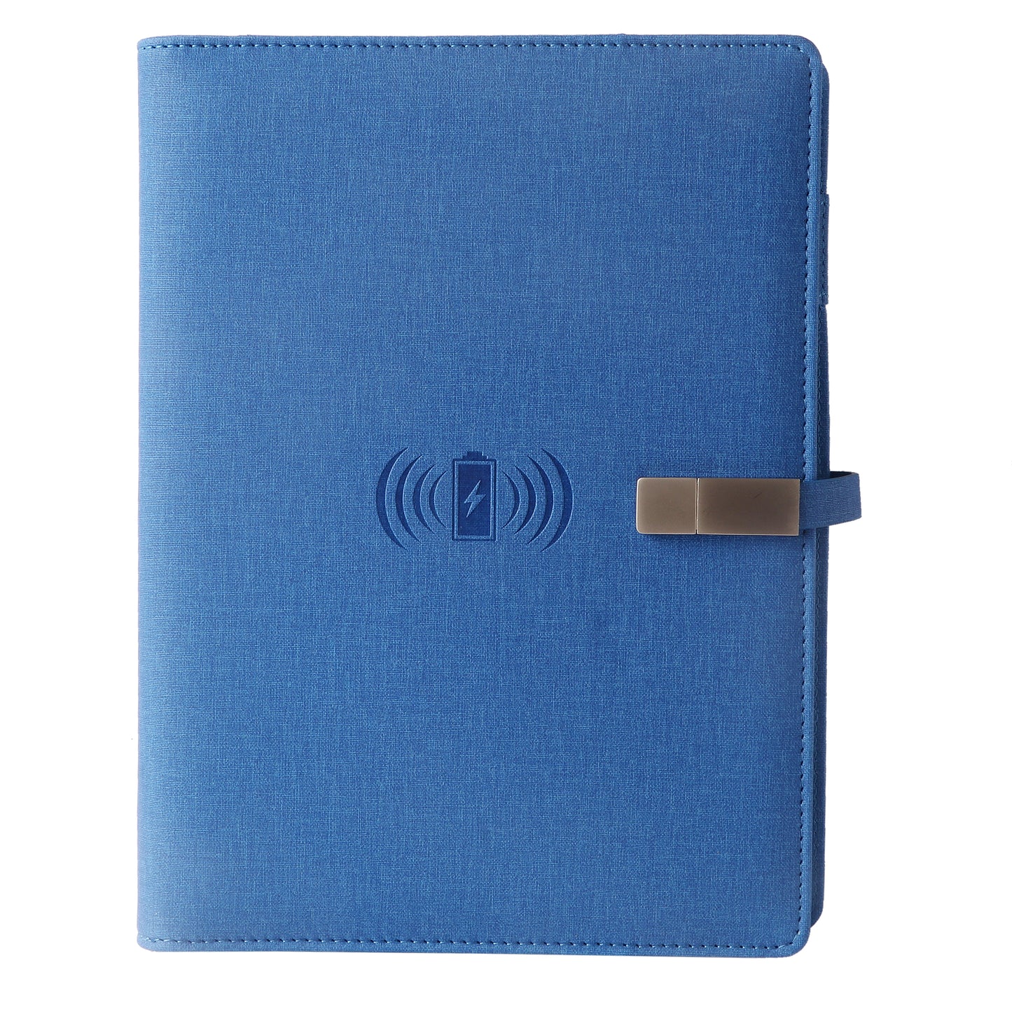 Personalized Blue Jute 8000mAh Notebook Diary Power Bank with 16gb Pen Drive - For Office Use, Personal Use, Return Gift, or Corporate Gifting - HK10103