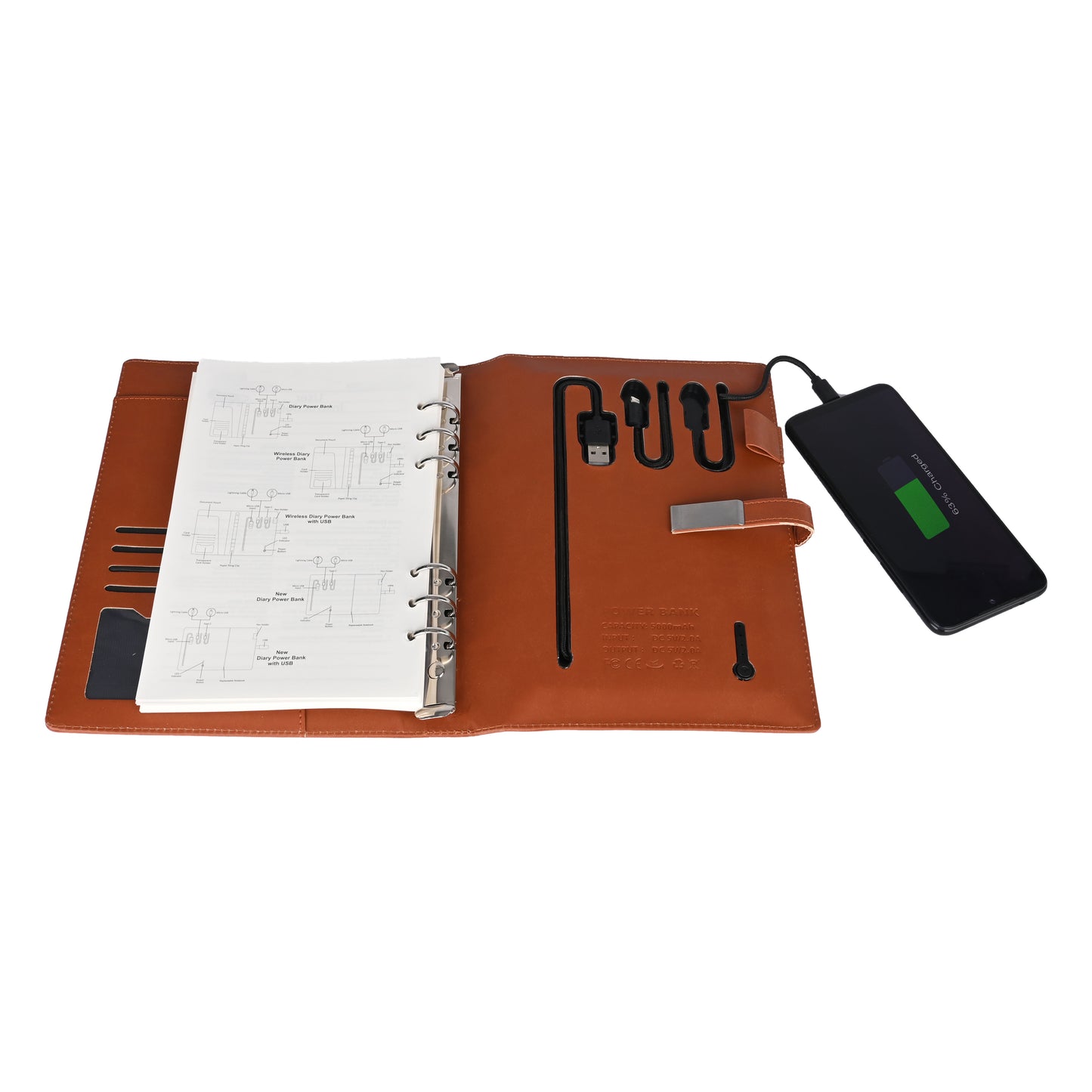 Personalized Brown or Tan Notebook Diary Power bank - For Office Use, Personal Use, Return Gift, or Corporate Gifting - HK5000 - The Gifting Marketplace