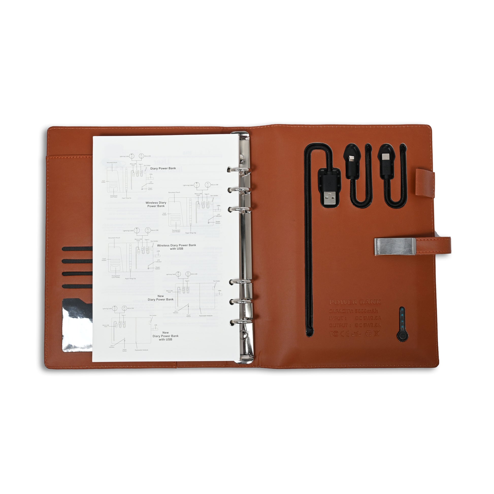 Personalized Brown or Tan Notebook Diary Power bank - For Office Use, Personal Use, Return Gift, or Corporate Gifting - HK5000