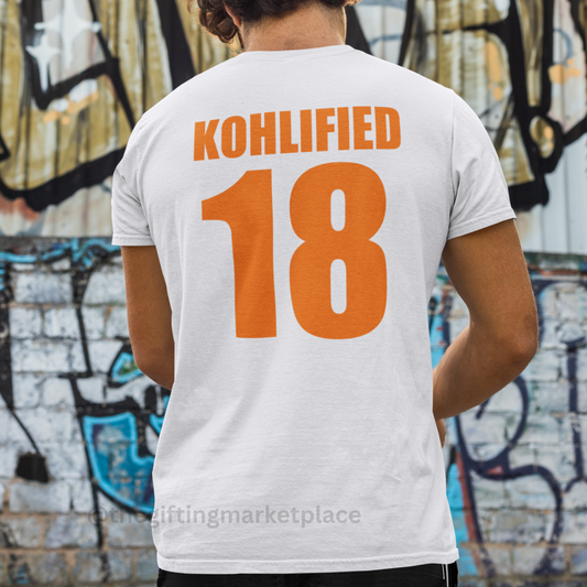 Kohlified 18 Artwork Printed White Round Neck Cotton Virat Kohli Fan T-shirt RBE